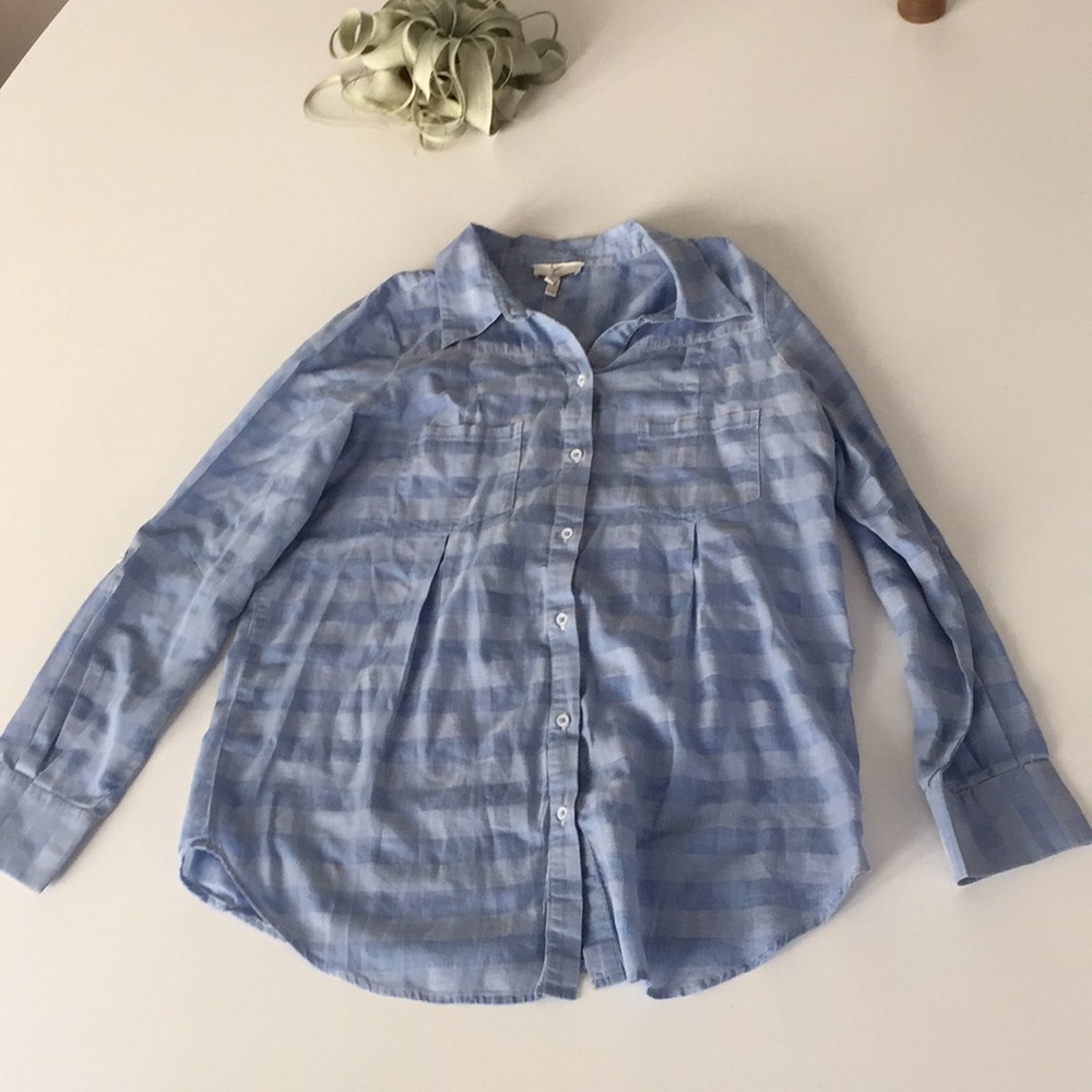 Blue and White Checkered Joie Button Down Size xs